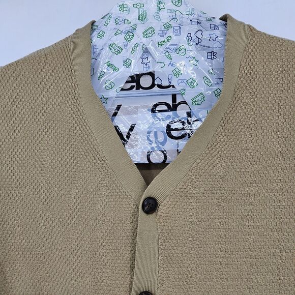 Pj Paul Jones Cardigan Sweater Mens Large‎ Collar Tan Long Sleeve Casual Preppy - Picture 2 of 10